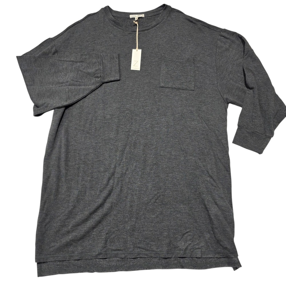 NEW Z Supply Lounge Top Women Medium Charcoal Grey Pocket‎ Tunic ZD203448